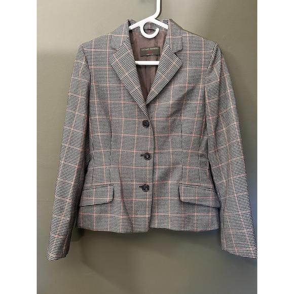 LUCIANO BARBERA Womens 40 US Small Sz 4 Houndstooth Wool Blazer Made in Italy - Picture 1 of 15